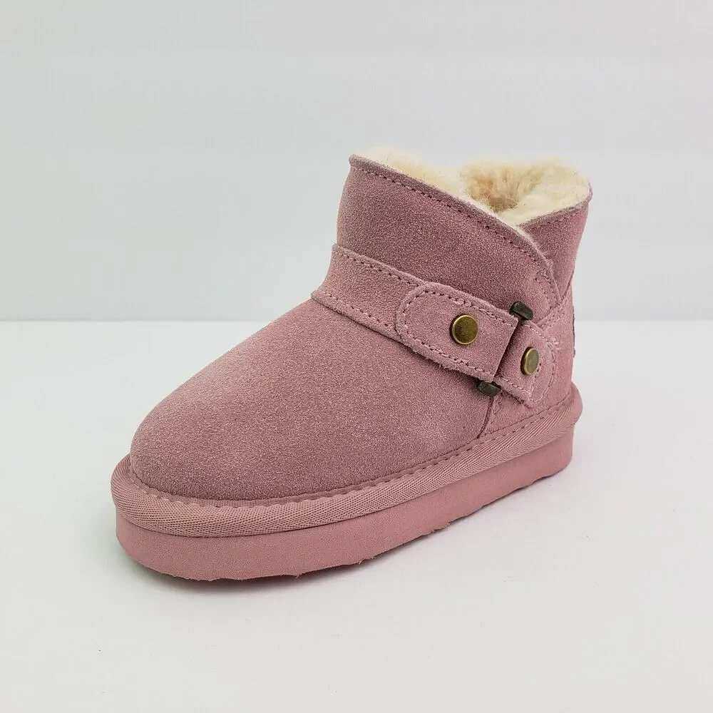 Bearpaw Haley Baby Toddler Girls Size 6 Pink Suede Pull On Wool Blend Boots